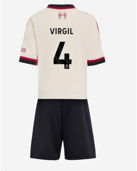 Billige Fotballdrakt Liverpool Virgil van Dijk #4 Replika Bortedraktsett Barn 2025-26 Kortermet (med bukser)